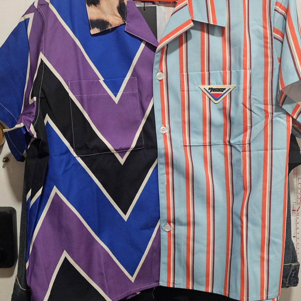 Fashion Fir Men's Purple and Blue Chevron Shirt